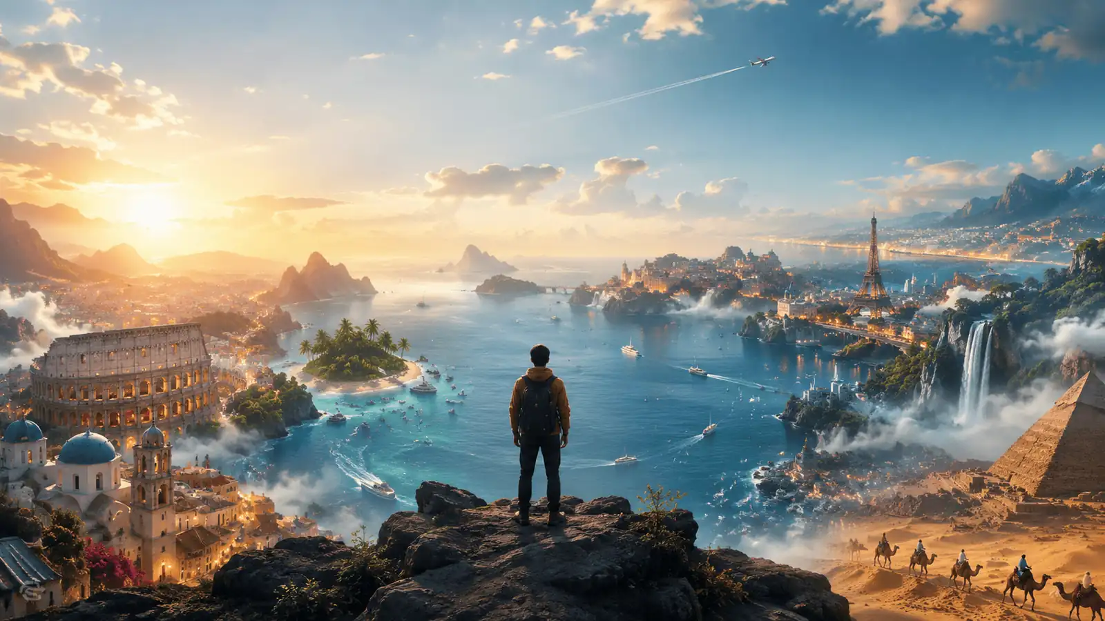 Scenic global travel landscape